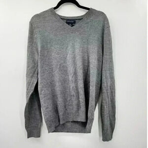 Banana Republic Men’s Gray V-Neck Pullover Sweater Extra Fine Merino Wool Size L